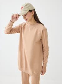 Basic İkili Eşofman Takımı Koyu Krem Benin