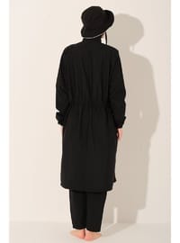 Kıl Biye Şapkalı Oversize Uzun Tesettür Mayo ALF26521