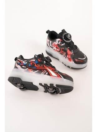 Muggo PATO Çocuk Işıklı Patenli Tekerlekli Sneaker Spor Ayakkabı SİYAH