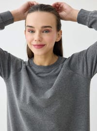 Bisiklet Yaka Uzun Sweatshirt Antrasit Benin