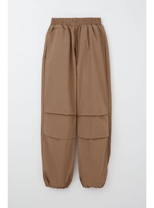 Breeze Kız Çocuk Paraşüt Jogger Paça Pantolon 6-12 Yaş, Kahverengi