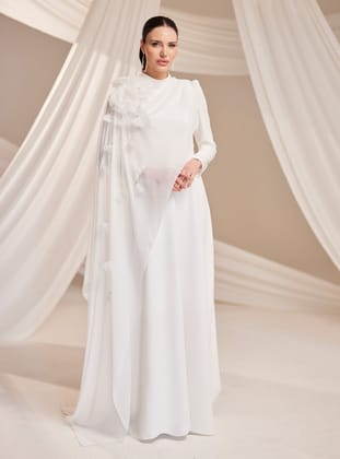 Nisa Abiye Elbise - Beyaz - Burak Baran Fashion