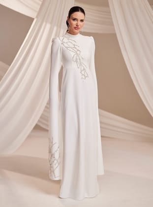 Vera Abiye Elbise - Beyaz - Burak Baran Fashion