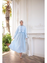 Bağlamalı Kimono Etek Takım Mavi