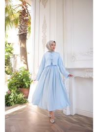 Bağlamalı Kimono Etek Takım Mavi