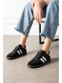 Siyah Beyaz Şeritli Rahat Taban Günlük Unisex Sneaker Spor Ayakkabı Sm03