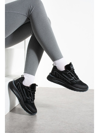 Siyah Unisex Günlük Spor Ayakkabı Hafif Taban Rahat Sneaker 7655