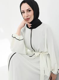 Lamira Biyeli Medine İpeği Ferace beyaz