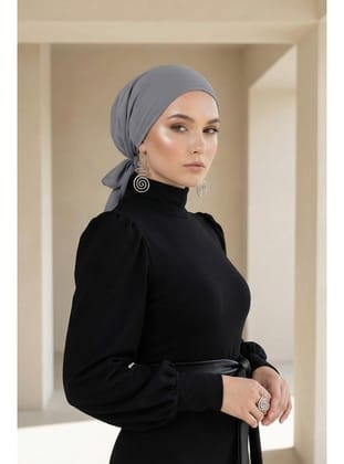 Bağlanabilir Kaymaz Penye İçli Şifon Bone,B-97 Gri
