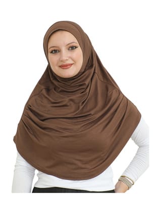 Pratik Penye Uzun Hazır Türban Brown