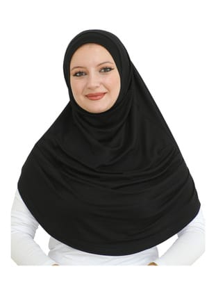 Pratik Penye Uzun Hazır Türban Siyah
