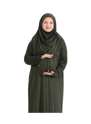 Pratik Namaz Elbisesi Çantalı Koyu Haki
