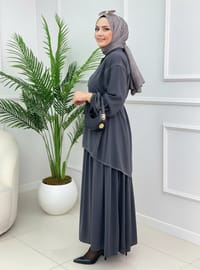 Medine İpeği Bağlamalı Etekli Takım Antrasit