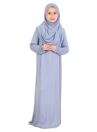 Penye Çocuk Namaz Elbisesi Çantalı Gri