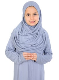 Penye Çocuk Namaz Elbisesi Çantalı Gri