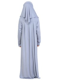 Penye Çocuk Namaz Elbisesi Çantalı Gri