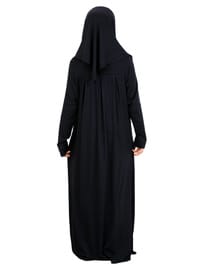 Penye Çocuk Namaz Elbisesi Çantalı Siyah