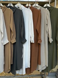 Kadın Müslin Kumaş %100 Pamuklu Pantolonlu Takım - Haki