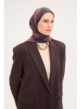 Tencel Monare Eşarp Osmanlı Desen Lacivert 90X90