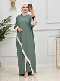 Büyük Beden Asimetrik Pantolon Takım - Mint Yeşili