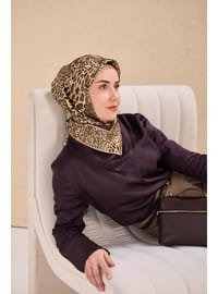 Twill İpek Eşarp Leopar Desen Butter Yellow 90x90