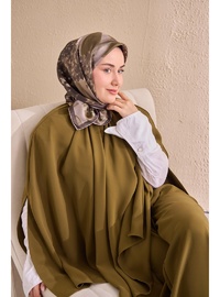 Twill İpek Bloom Eşarp Koyu Yeşil 90x90