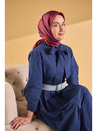 Twill İpek Eşarp Line Koyu Kiremit