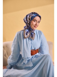Twill İpek Eşarp Şerit Morcivert