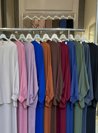 Tesettür Dabıl Kumaş Oversize Takım - Bordo