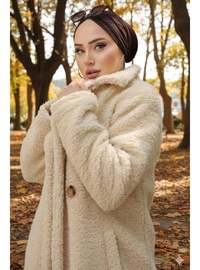 İki Düğmeli Peluş Mont
