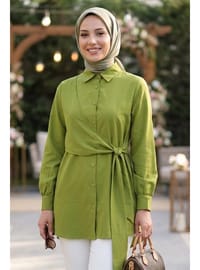 Yandan Bağlamalı Fıstık Yeşili Tesettür Tunik