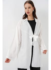 Kadın Salaş Bağcıklı Kimono 5981 Beyaz