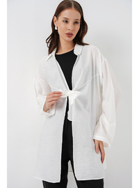 Kadın Salaş Bağcıklı Kimono 5981 Beyaz