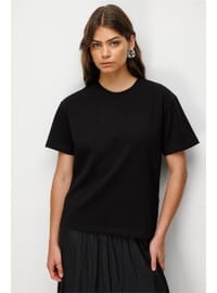 Mizalle Basic Düz Suprem Siyah T Shirt