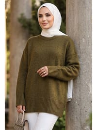 Haki Tesettür Triko Kazak 87181HK