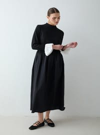 Seyyar Kol Manşetli Elbise 32 2678 SİYAH