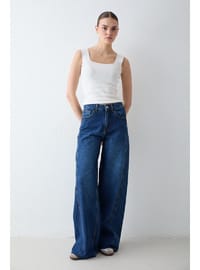 Bol Paça Denim Pantolon 32 Lacivert