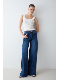 Bol Paça Denim Pantolon 32 Lacivert