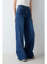 Bol Paça Denim Pantolon 32 Lacivert