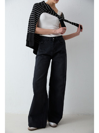 Bol Paça Denim Pantolon 32 8003 SİYAH