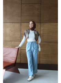 Denim Lastikli Pantolon Mavi