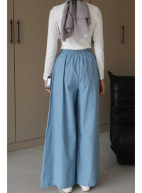 Bol Paça Denim Pantolon Mavi