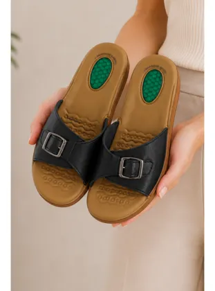 Vizyon 4502 Hafif Yumuşak Tabanlı Comfort Jelli Tokalı Kadın Terlik