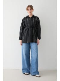 Taşlı Poplin Gömlek 32 2620 SİYAH