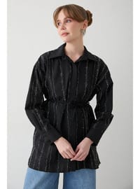 Taşlı Poplin Gömlek 32 2620 SİYAH
