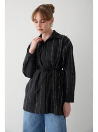 Taşlı Poplin Gömlek 32 2620 SİYAH