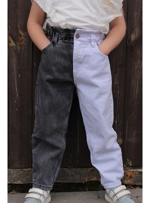 Escabel Kız Çocuk Jean Pantalon Beli Lastikli 5-14 Yaş, Karışık Renk