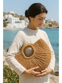 El Örgüsü Camel Hasır Çanta CNT2603