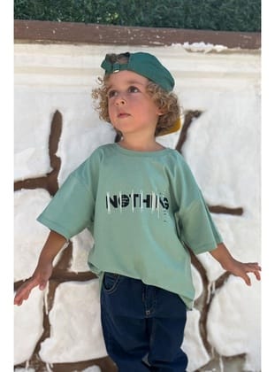 Breeze Girls & Boys Erkek Çocuk Tişört Yazı Baskılı 5-10 Yaş, Mint Yeşili