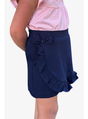 Breeze Kız Çocuk Etek Şort Fırfırlı Fiyonklu 1.5-5 Yaş, Lacivert